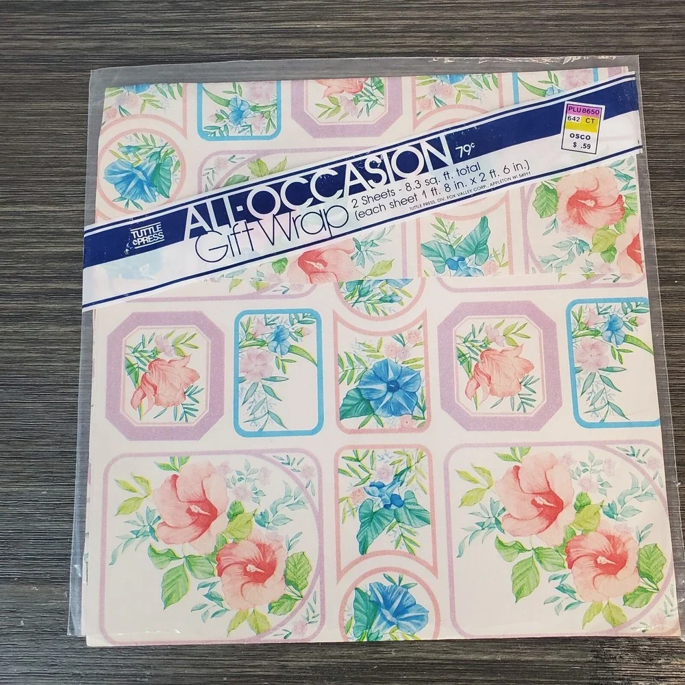Vtg Turtle Press Gift Wrap - 4 Packs - 8 Sheets Total NOS Florals,‎ Bunny Garden